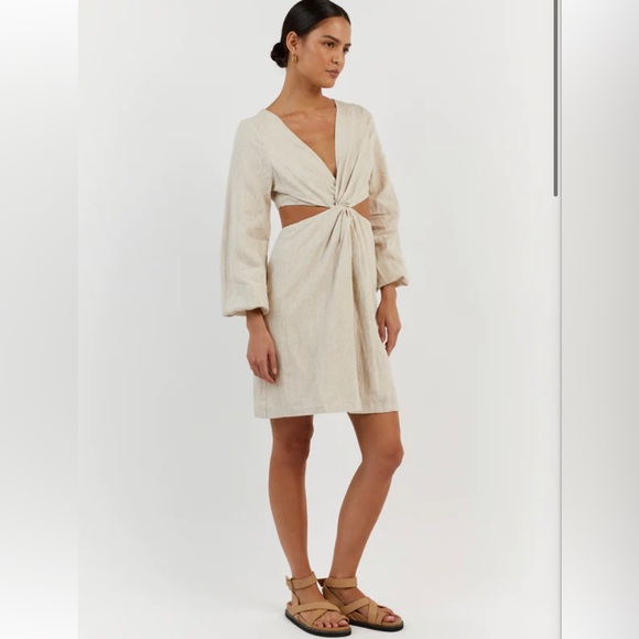 DISSH TINA NATURAL LINEN MINI DRESS 8 - Picture 3 of 5